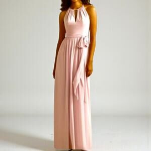 Social Bridesmaids Suede Rose Halter Gown Long Formal Dress Tie Belt Size 8 NWT